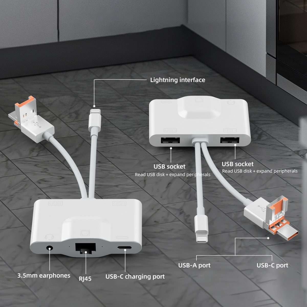 NK-1033TL Pro USB-C / Type-C, 8 Pin, USB to USB-C / Type-C, 2 x USB, RJ45, 3.5mm Multi ... (White)