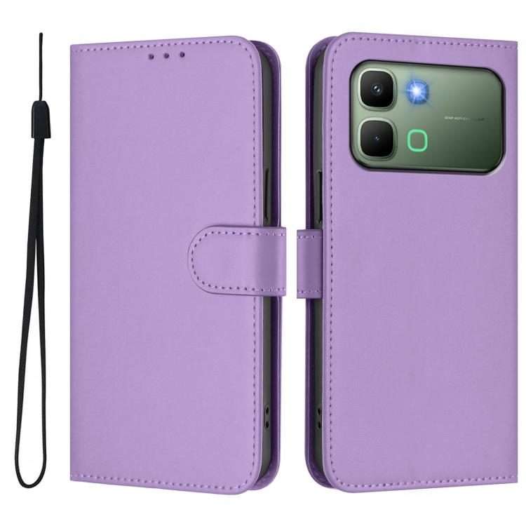 For Infinix Note Edge 5G Global Skin Feel Solid Color Leather Phone Case wit ... (Lavender Purple)