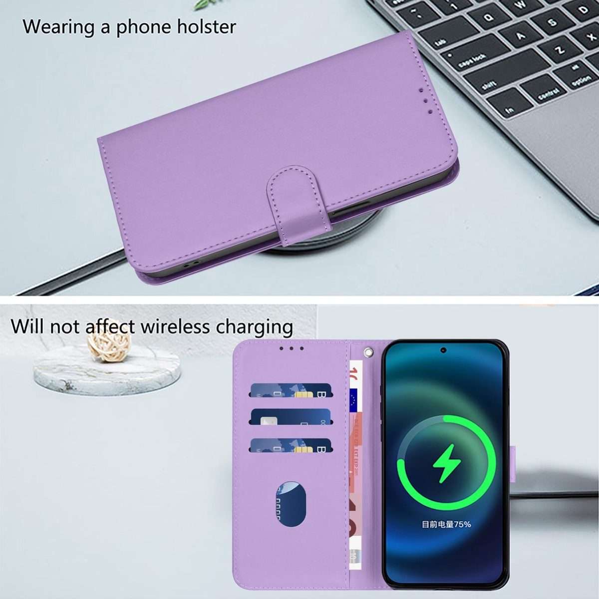 For Infinix Note Edge 5G Global Skin Feel Solid Color Leather Phone Case wit ... (Lavender Purple)