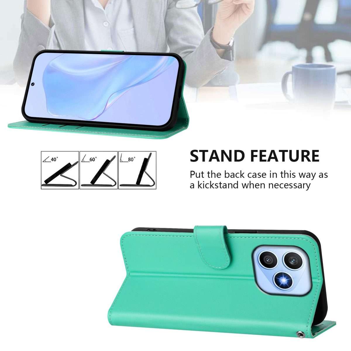 For Infinix Note Edge 5G Global Skin Feel Solid Color Leather Phone Case with Lanyard(Green)