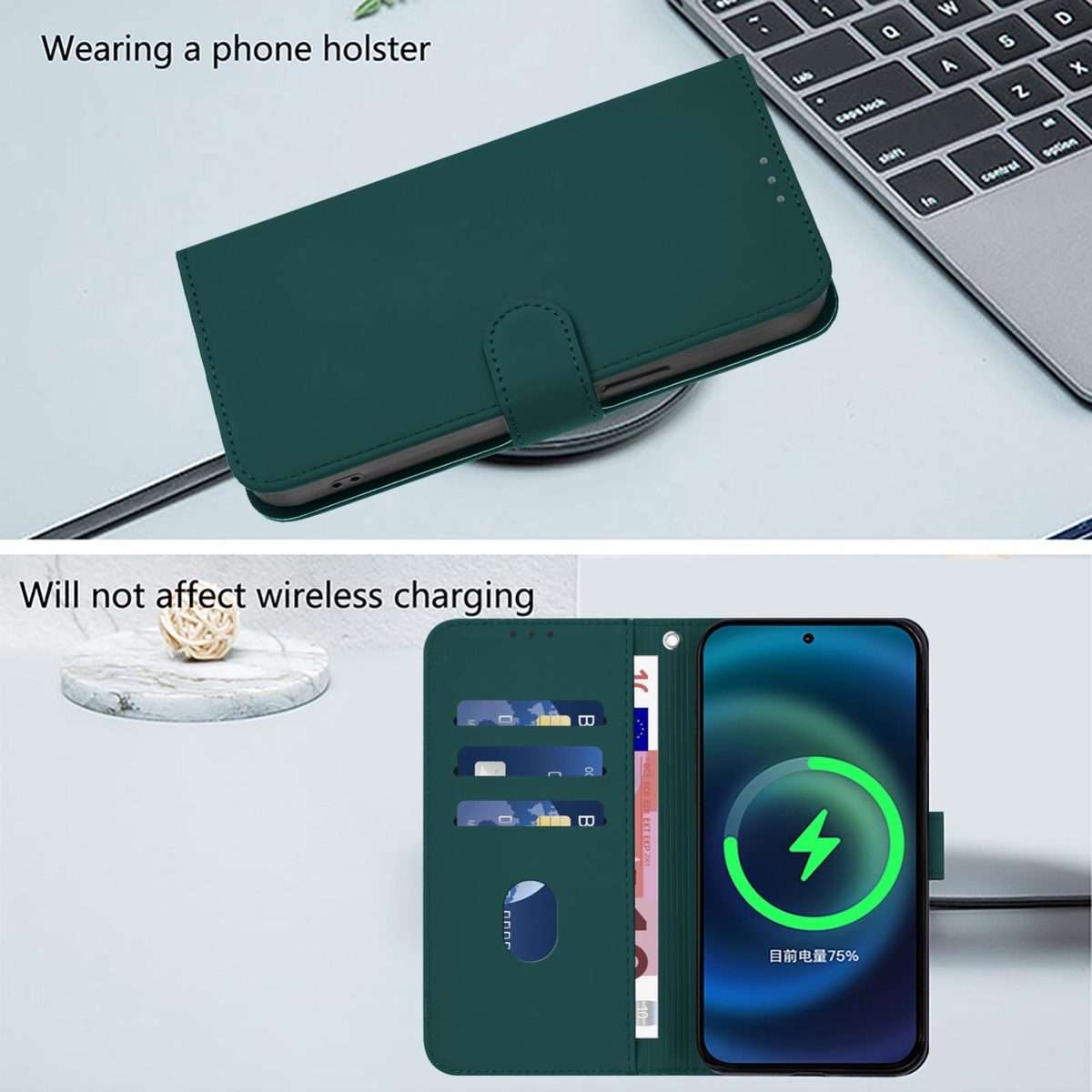 For Infinix Note Edge 5G Global Skin Feel Solid Color Leather Phone Case with Lanyard(Dark Green)