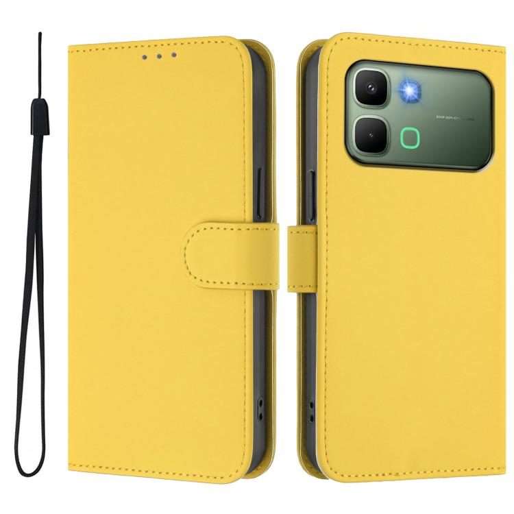 For Infinix Note Edge 5G Global Skin Feel Solid Color Leather Phone Case with L ... (Lemon Yellow)