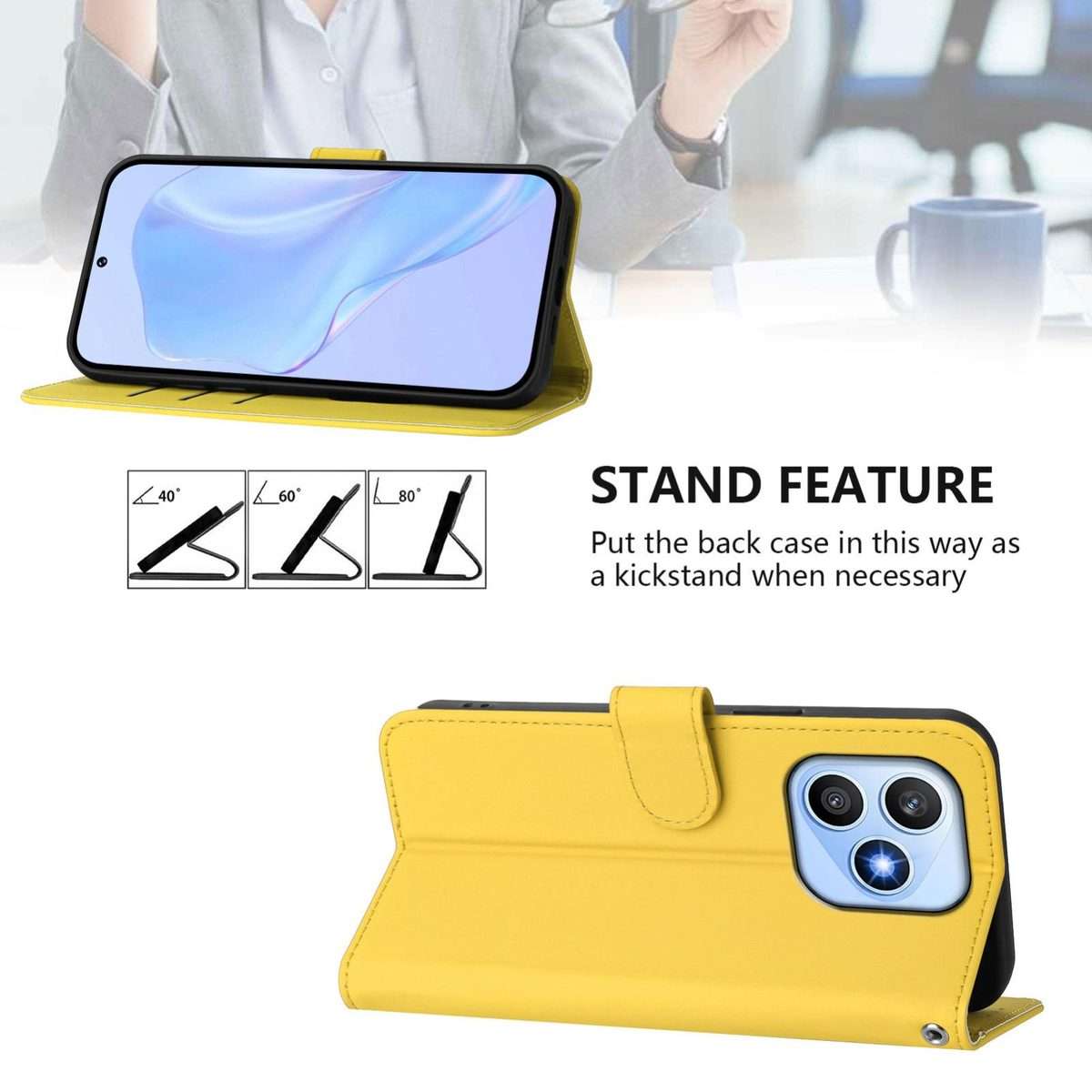 For Infinix Note Edge 5G Global Skin Feel Solid Color Leather Phone Case with L ... (Lemon Yellow)