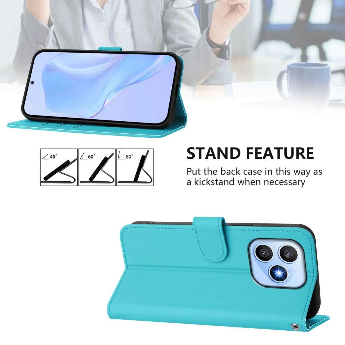 For Infinix Note Edge 5G Global Skin Feel Solid Color Leather Phone Case with Lanyard(Lake Blue)