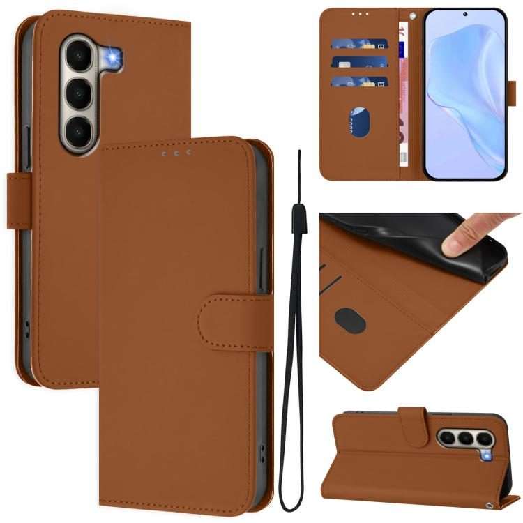 For itel A95 5G Skin Feel Solid Color Leather Phone Case with Lanyard(Brown)