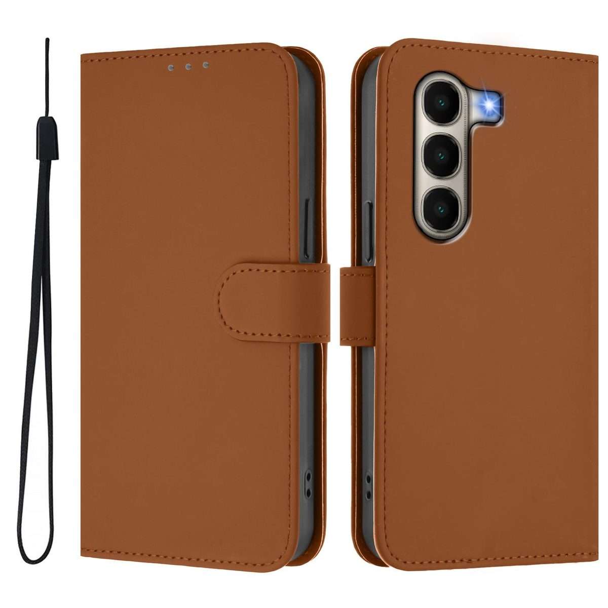 For itel A95 5G Skin Feel Solid Color Leather Phone Case with Lanyard(Brown)
