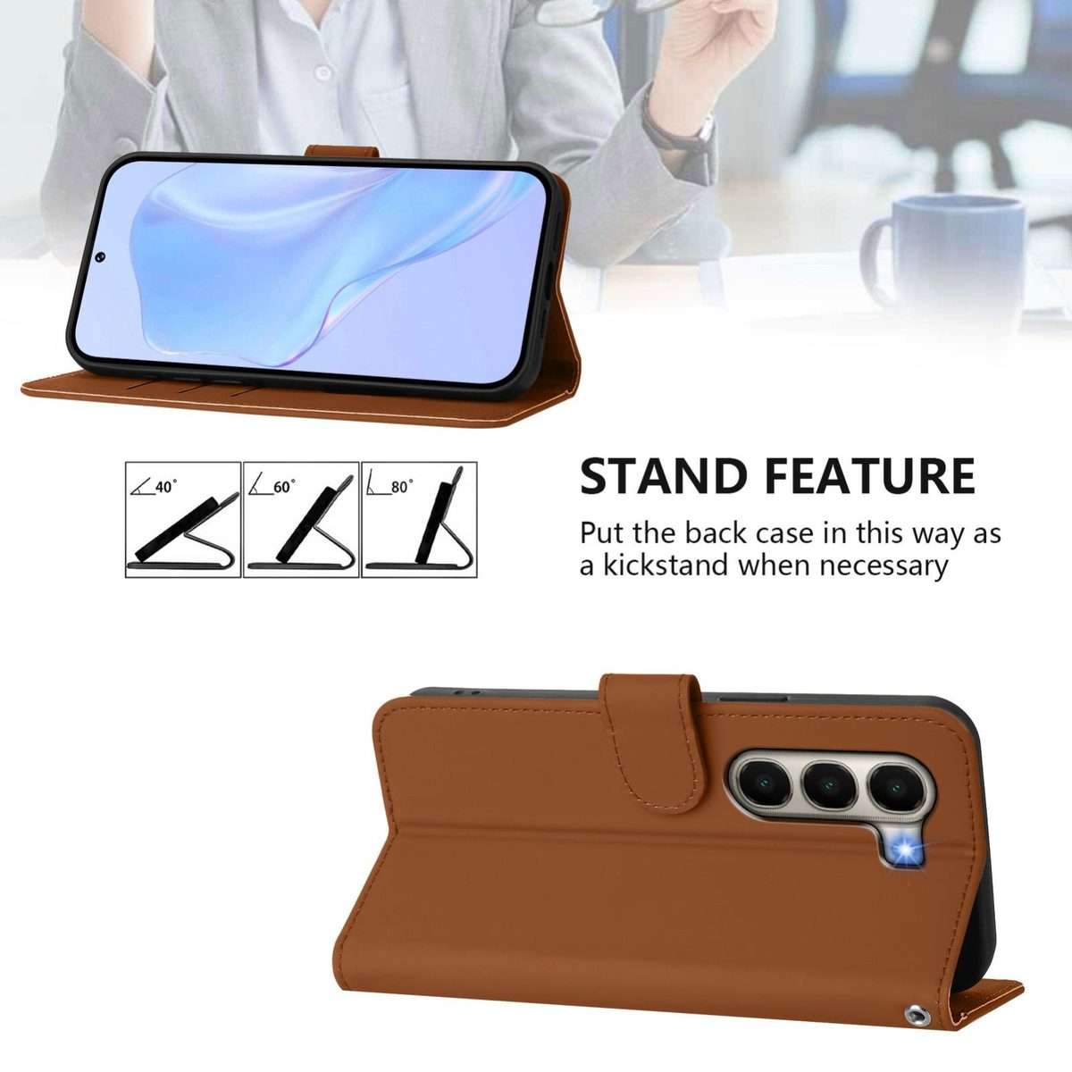 For itel A95 5G Skin Feel Solid Color Leather Phone Case with Lanyard(Brown)