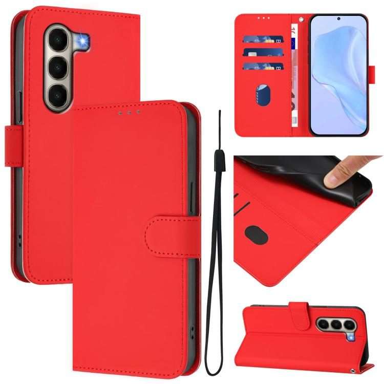For itel A95 5G Skin Feel Solid Color Leather Phone Case with Lanyard(Red)
