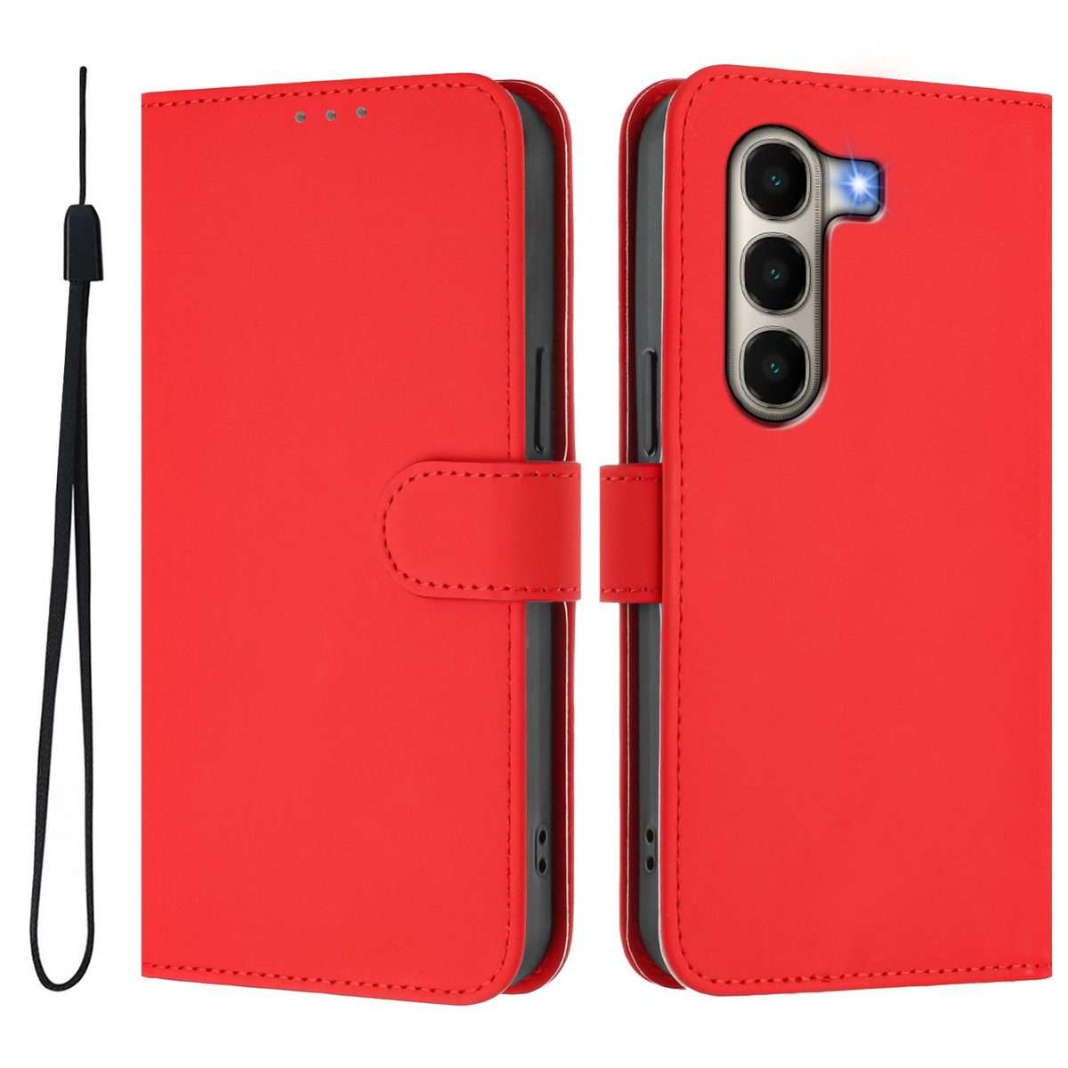 For itel A95 5G Skin Feel Solid Color Leather Phone Case with Lanyard(Red)