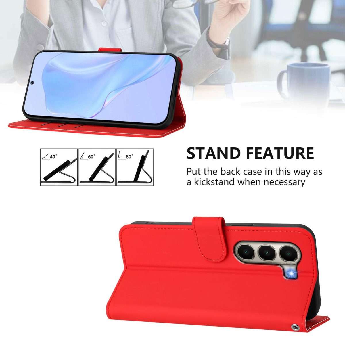 For itel A95 5G Skin Feel Solid Color Leather Phone Case with Lanyard(Red)