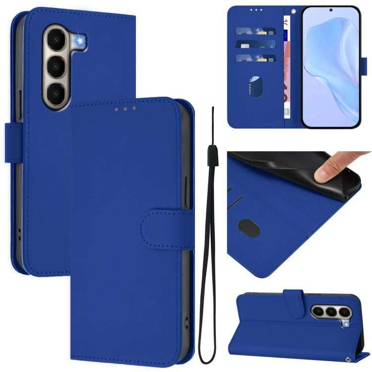 For itel A95 5G Skin Feel Solid Color Leather Phone Case with Lanyard(Dark Blue)