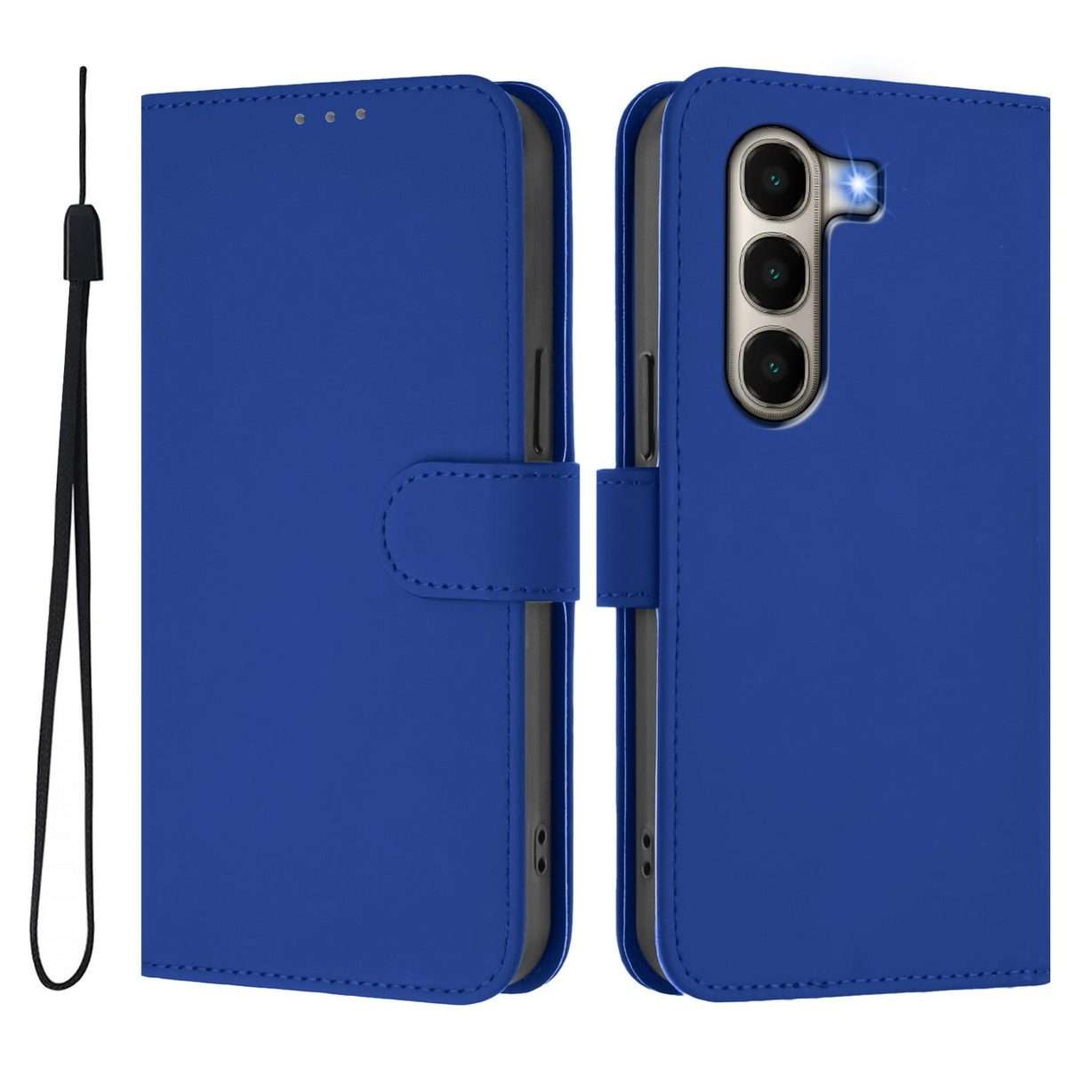 For itel A95 5G Skin Feel Solid Color Leather Phone Case with Lanyard(Dark Blue)