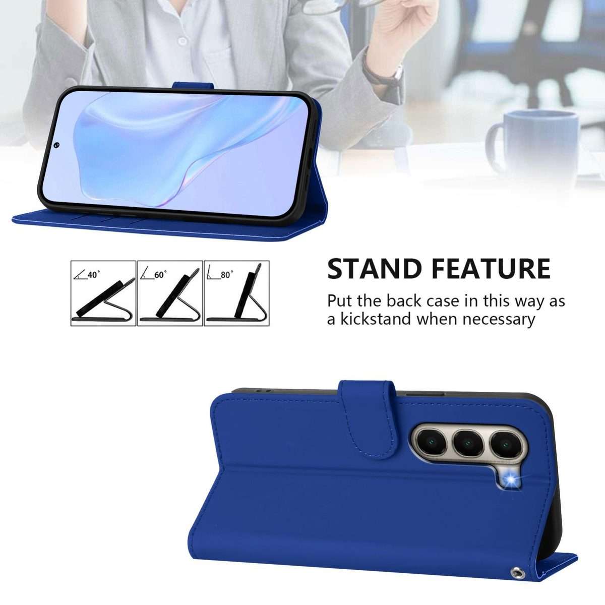 For itel A95 5G Skin Feel Solid Color Leather Phone Case with Lanyard(Dark Blue)