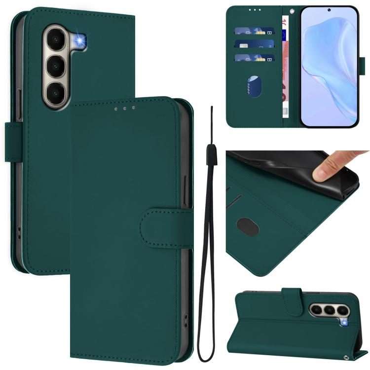 For itel A95 5G Skin Feel Solid Color Leather Phone Case with Lanyard(Dark Green)