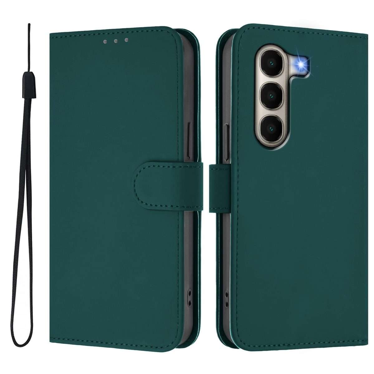 For itel A95 5G Skin Feel Solid Color Leather Phone Case with Lanyard(Dark Green)