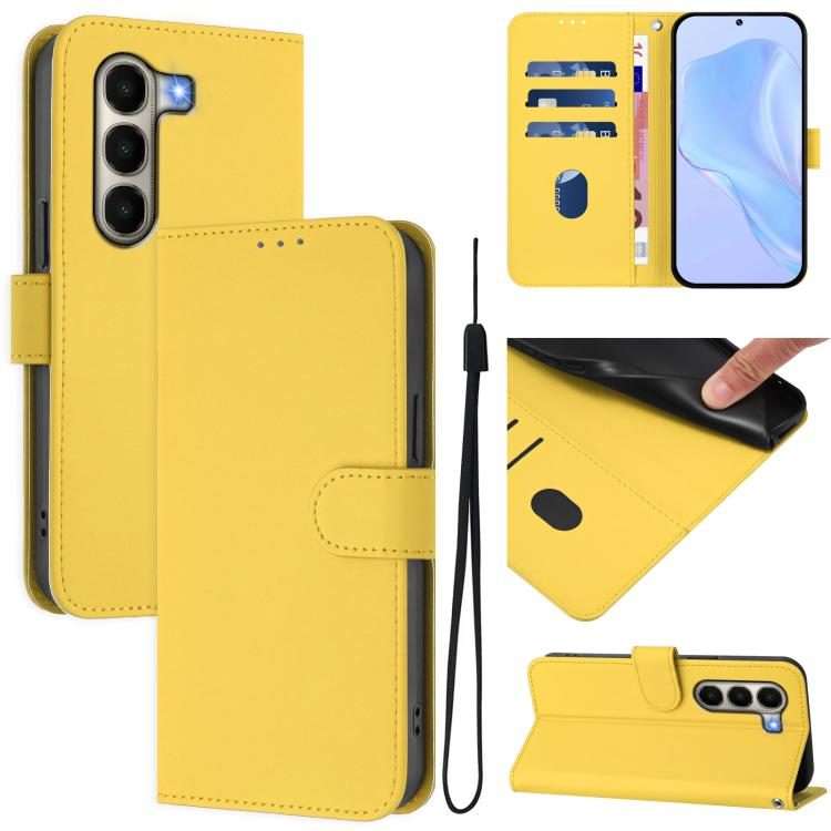 For itel A95 5G Skin Feel Solid Color Leather Phone Case with Lanyard(Lemon Yellow)