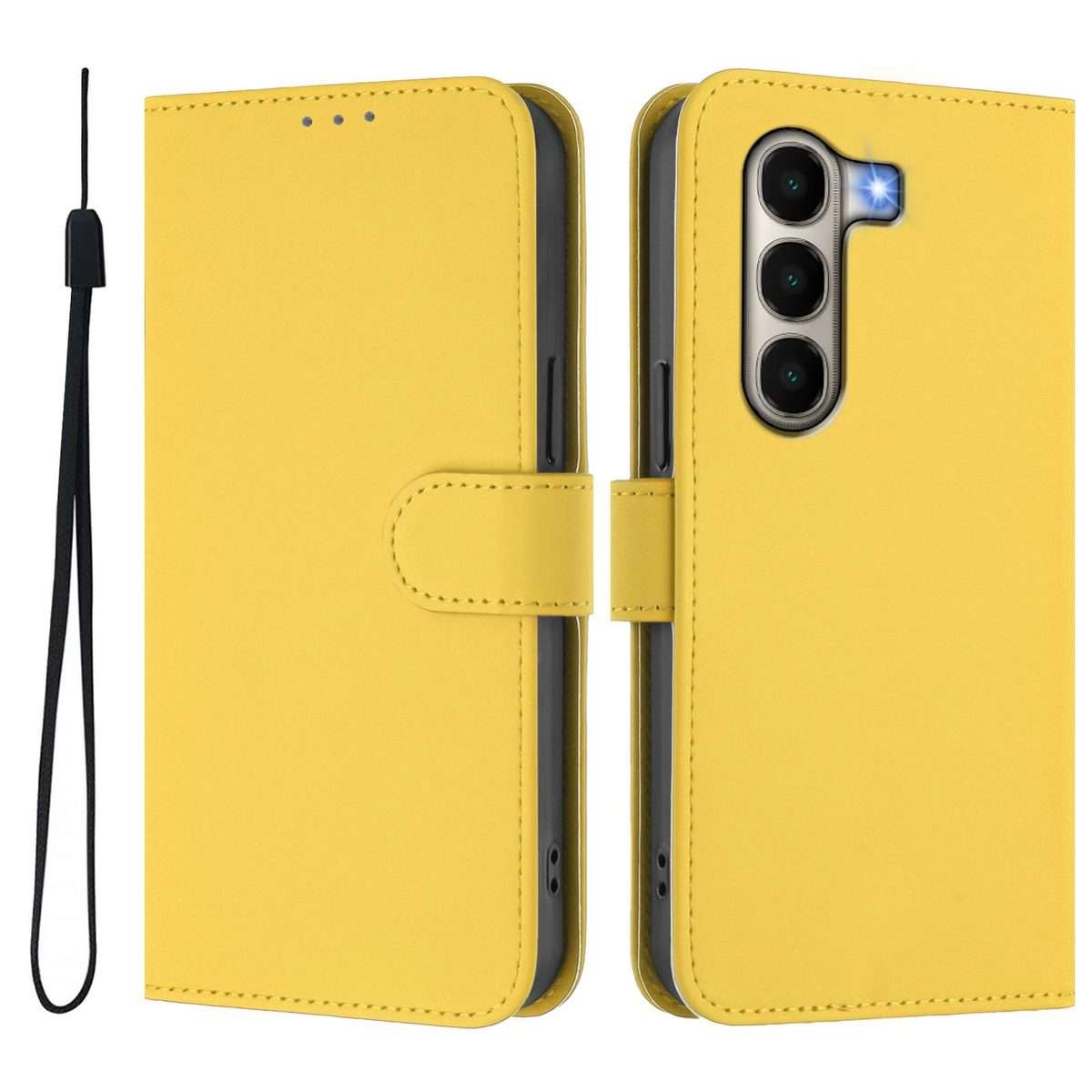 For itel A95 5G Skin Feel Solid Color Leather Phone Case with Lanyard(Lemon Yellow)