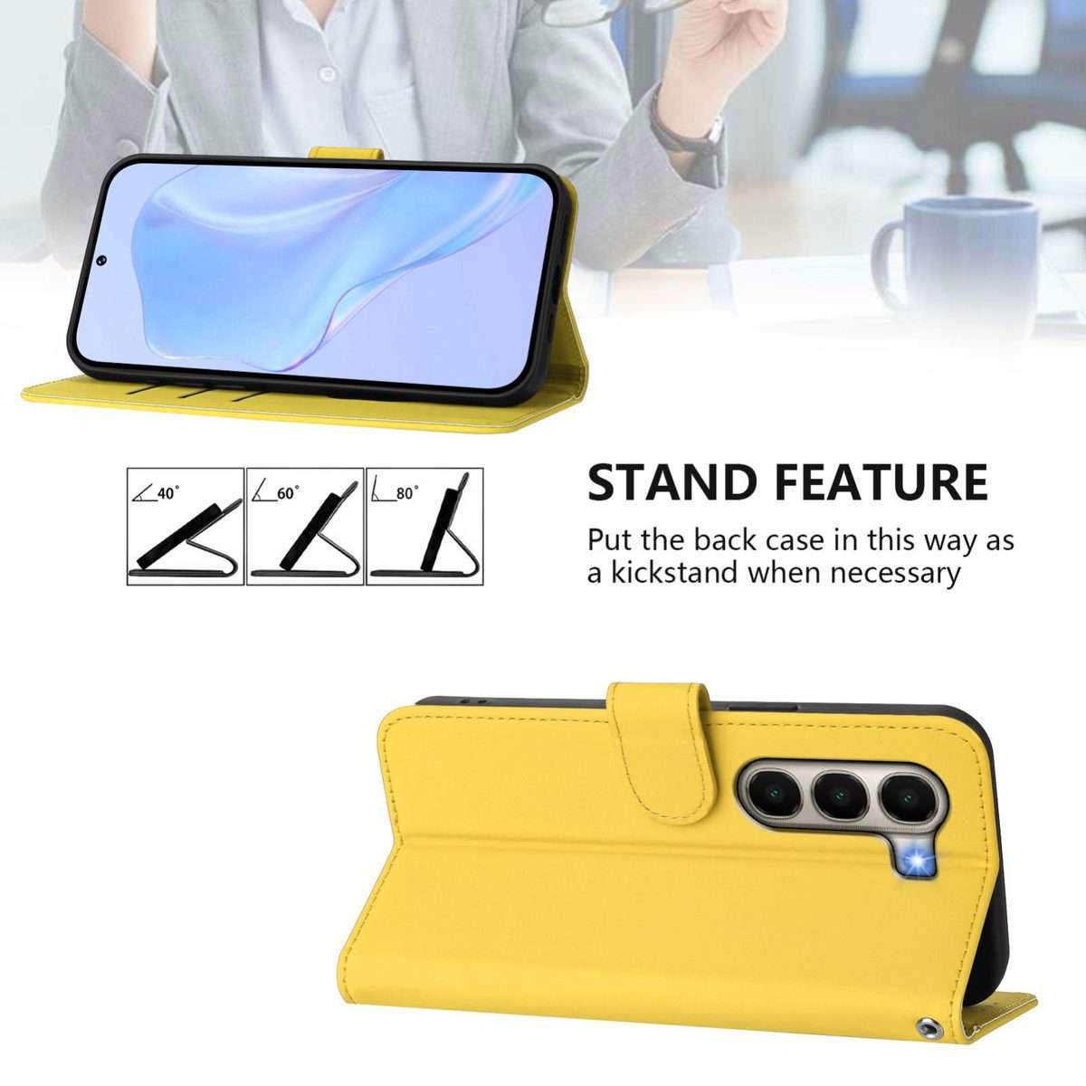 For itel A95 5G Skin Feel Solid Color Leather Phone Case with Lanyard(Lemon Yellow)