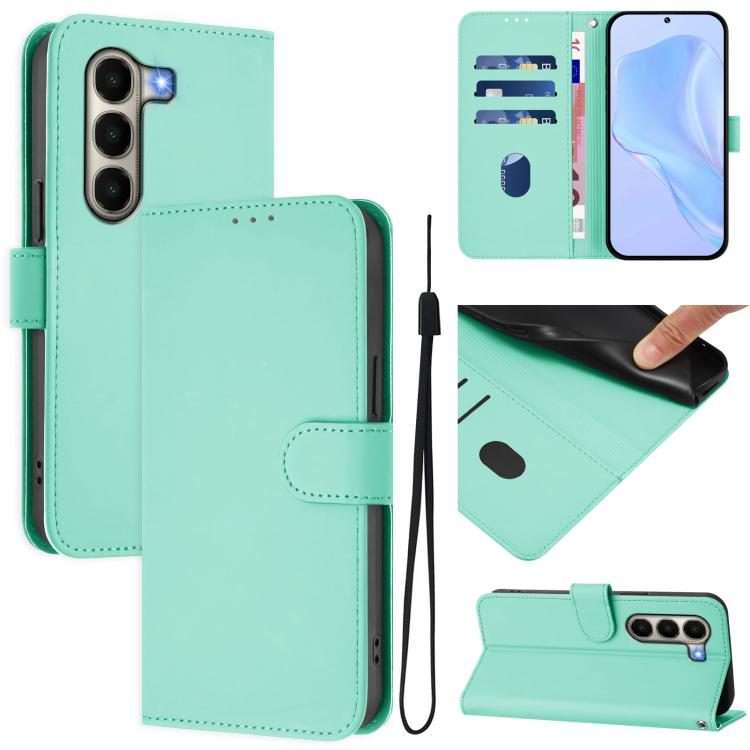 For itel A95 5G Skin Feel Solid Color Leather Phone Case with Lanyard(Mint Green)