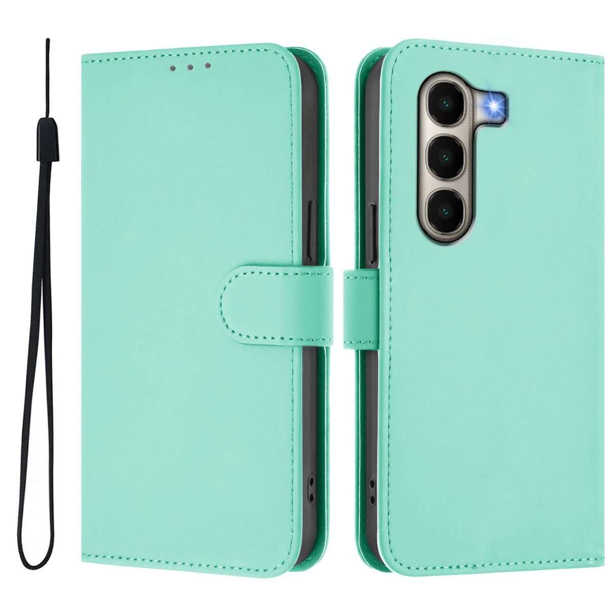 For itel A95 5G Skin Feel Solid Color Leather Phone Case with Lanyard(Mint Green)