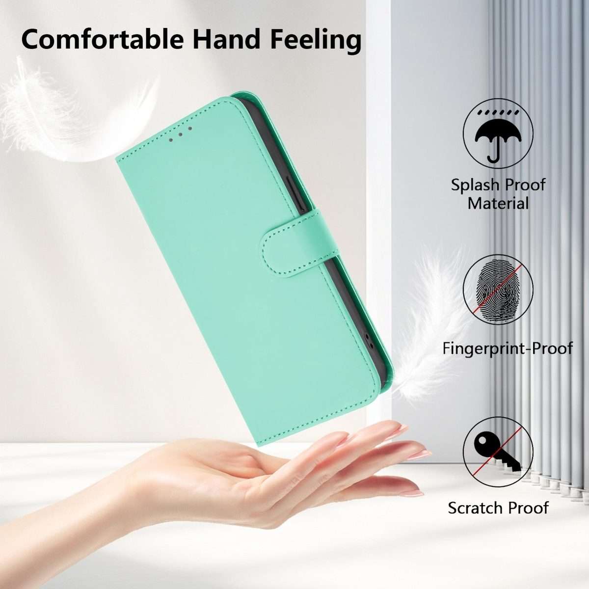 For itel A95 5G Skin Feel Solid Color Leather Phone Case with Lanyard(Mint Green)
