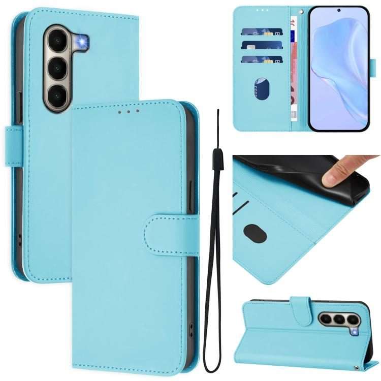 For itel A95 5G Skin Feel Solid Color Leather Phone Case with Lanyard(Sky Blue)