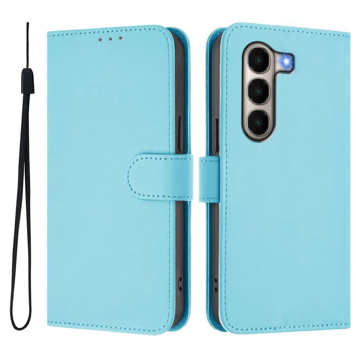 For itel A95 5G Skin Feel Solid Color Leather Phone Case with Lanyard(Sky Blue)