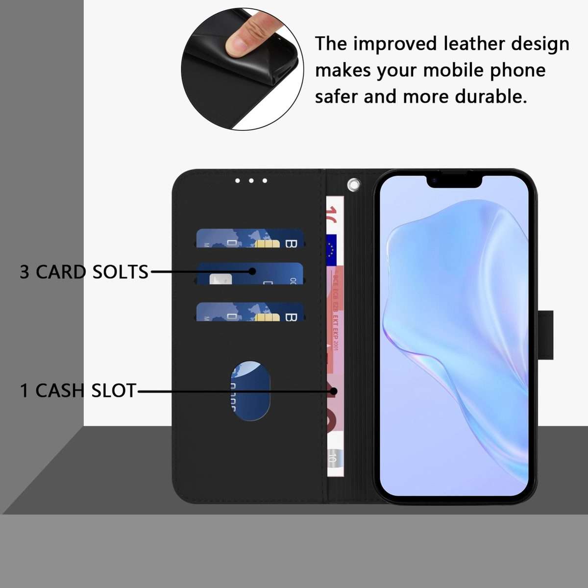 For iPhone 16 Pro Skin Feel Solid Color Leather Phone Case with Lanyard(Black)