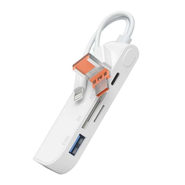 NK-9109TL Pro USB-C / Type-C, 8 Pin, USB to USB-C / Type-C, USB, TF / SD Card Multi-fu ... (White)