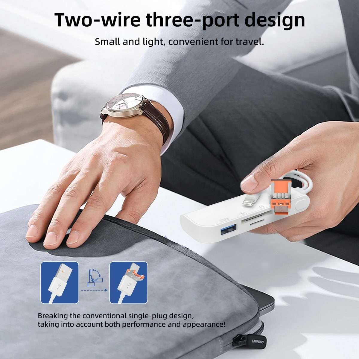 NK-9109TL Pro USB-C / Type-C, 8 Pin, USB to USB-C / Type-C, USB, TF / SD Card Multi-fu ... (White)