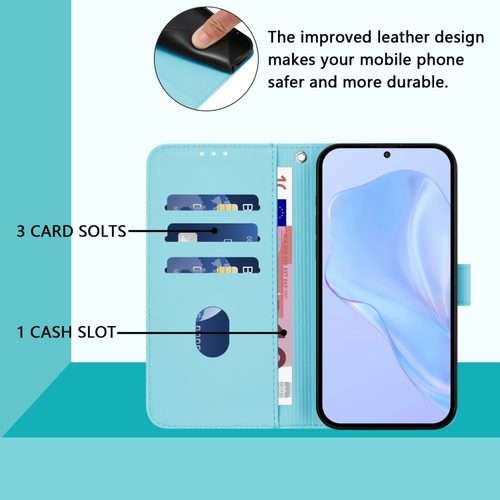 For Redmi Note 14 5G Skin Feel Solid Color Leather Phone Case with Lanyard(Sky Blue)