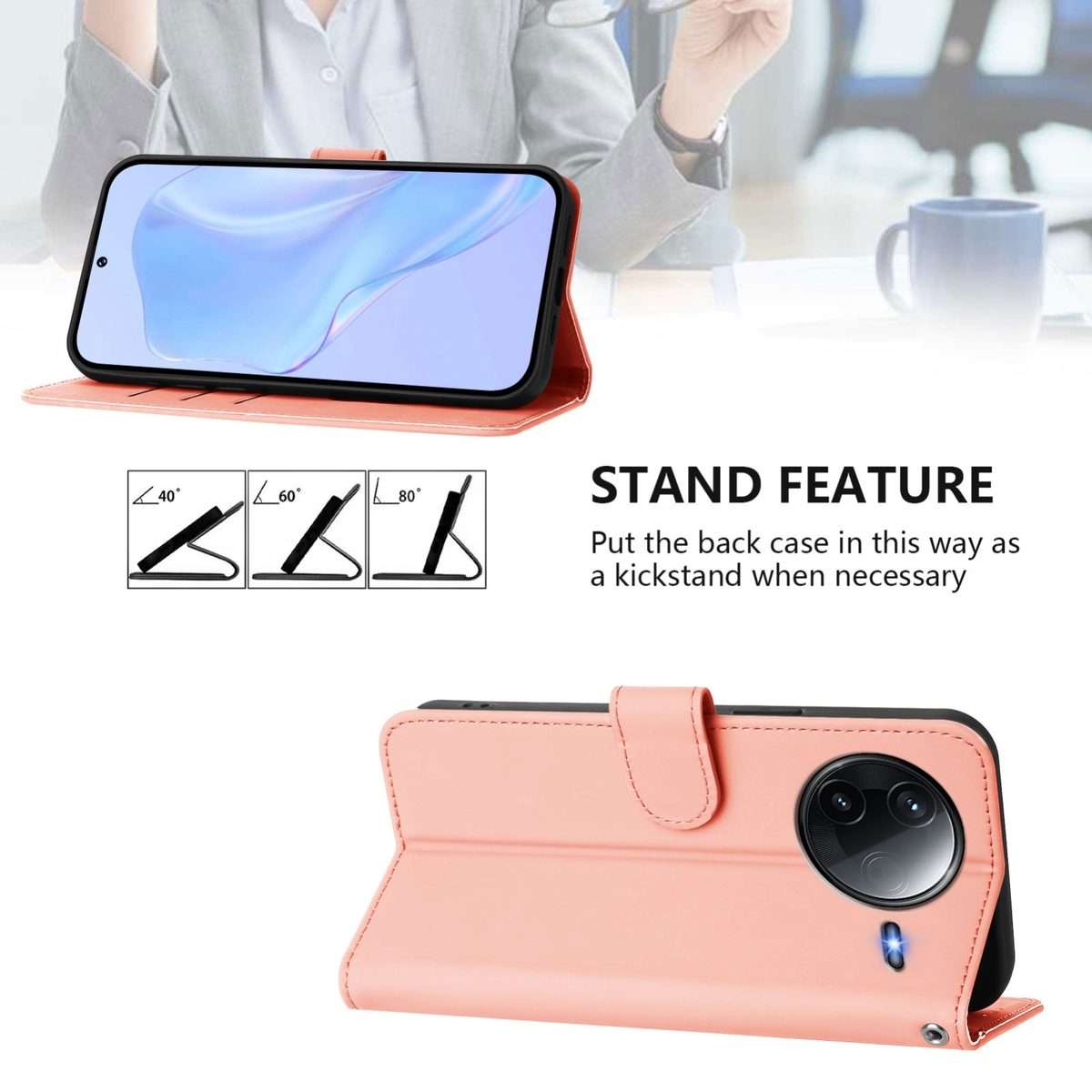 For Redmi K80 / K80 Pro Skin Feel Solid Color Leather Phone Case with Lanyard(Pink)