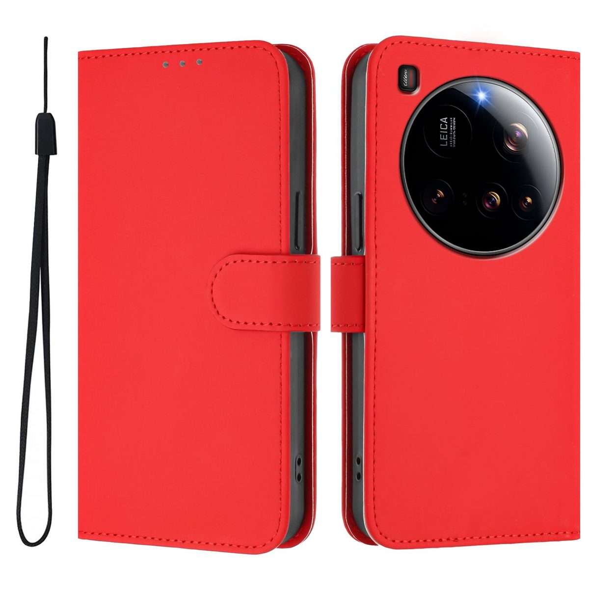 For Xiaomi 15 Ultra Skin Feel Solid Color Leather Phone Case with Lanyard(Red)