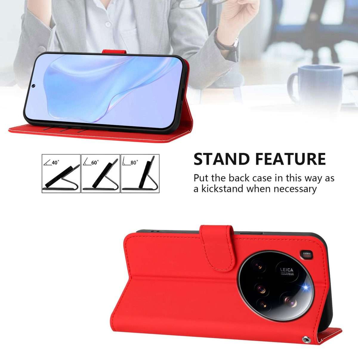 For Xiaomi 15 Ultra Skin Feel Solid Color Leather Phone Case with Lanyard(Red)