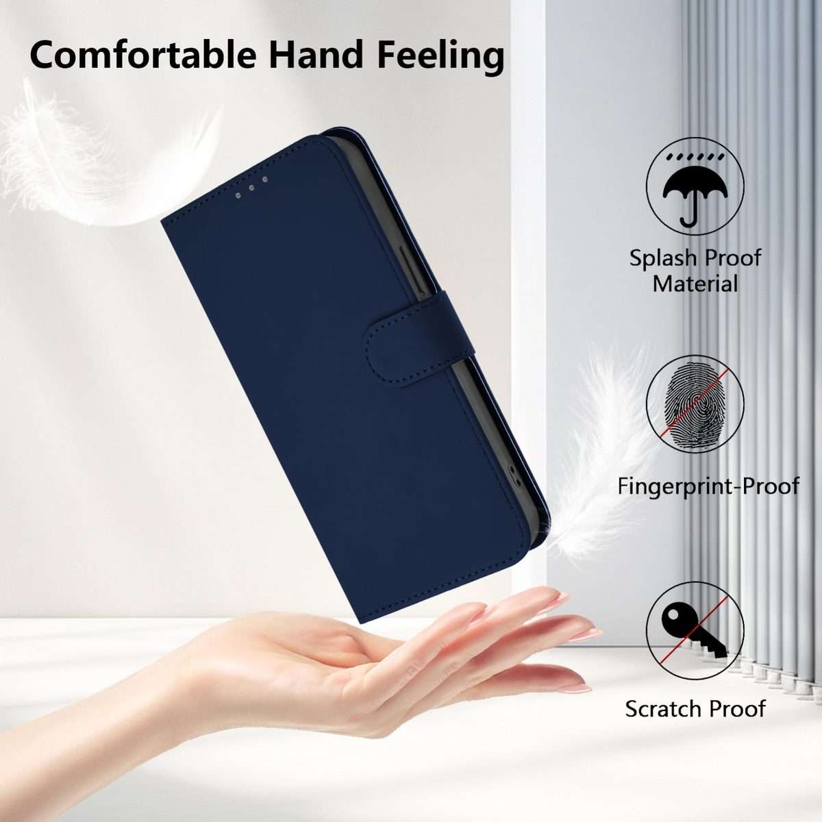 For Xiaomi 15 Ultra Skin Feel Solid Color Leather Phone Case with Lanyard(Navy Blue)
