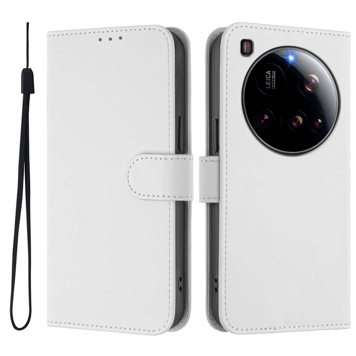 For Xiaomi 15 Ultra Skin Feel Solid Color Leather Phone Case with Lanyard(White)