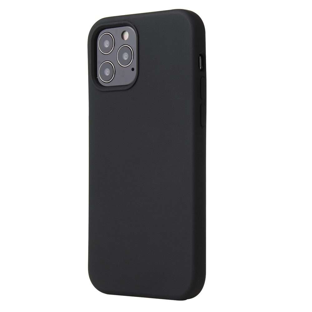 For iPhone 12 / 12 Pro Solid Color Liquid Silicone Shockproof Protective Case(Black)