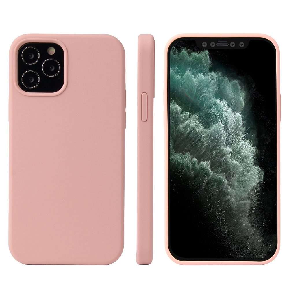 For iPhone 12 / 12 Pro Solid Color Liquid Silicone Shockproof Protective Case(Black)
