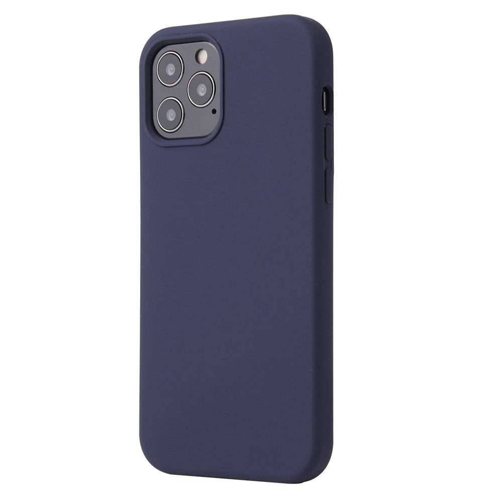 For iPhone 12 / 12 Pro Solid Color Liquid Silicone Shockproof Protective Case(Midnight Blue)