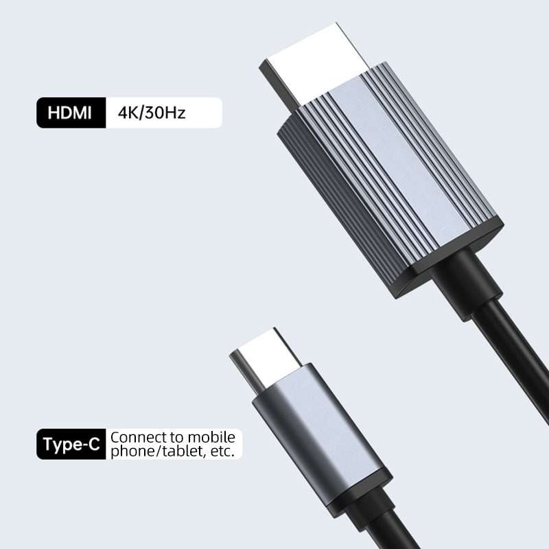 L17 USB-C / Type-C to HDMI Conversion Cable HD Same Screen Adapter Cable, Length:2m(Grey)