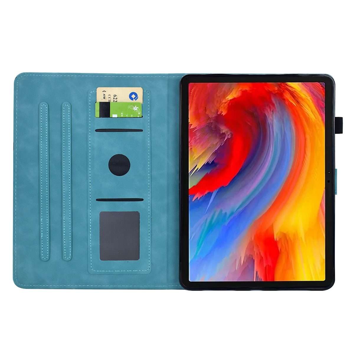 For iPad 10.2 2021 / 10.5 2019 Flowers and Bird Embossed Smart Leather Tablet Case(Light Blue)