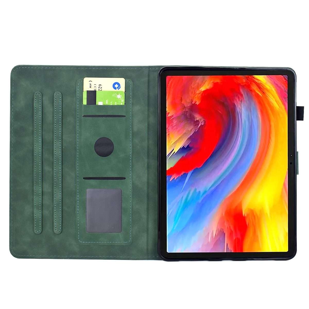 For iPad 10.2 2021 / 10.5 2019 Flowers and Bird Embossed Smart Leather Tablet Case(Green)
