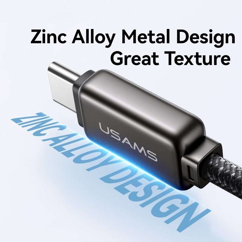 USAMS SJ743 30W USB-C / Type-C to 8 Pin Zinc Alloy Fast Data Cable, Length: 1.2m(Titanium)