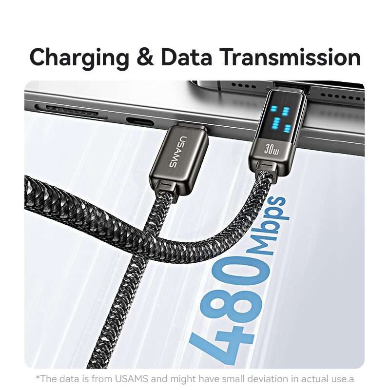 USAMS SJ743 30W USB-C / Type-C to 8 Pin Zinc Alloy Fast Data Cable, Length: 1.2m(Titanium)