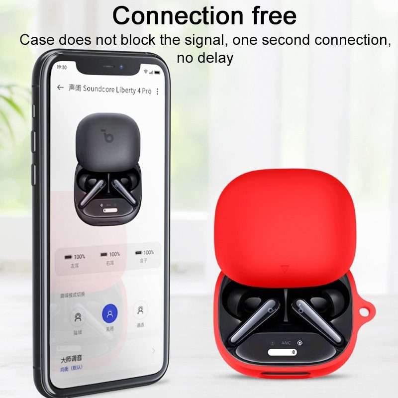 For Anker Soundcore Liberty 4 Pro Wireless Earphone Silicone Protective Case(Red)