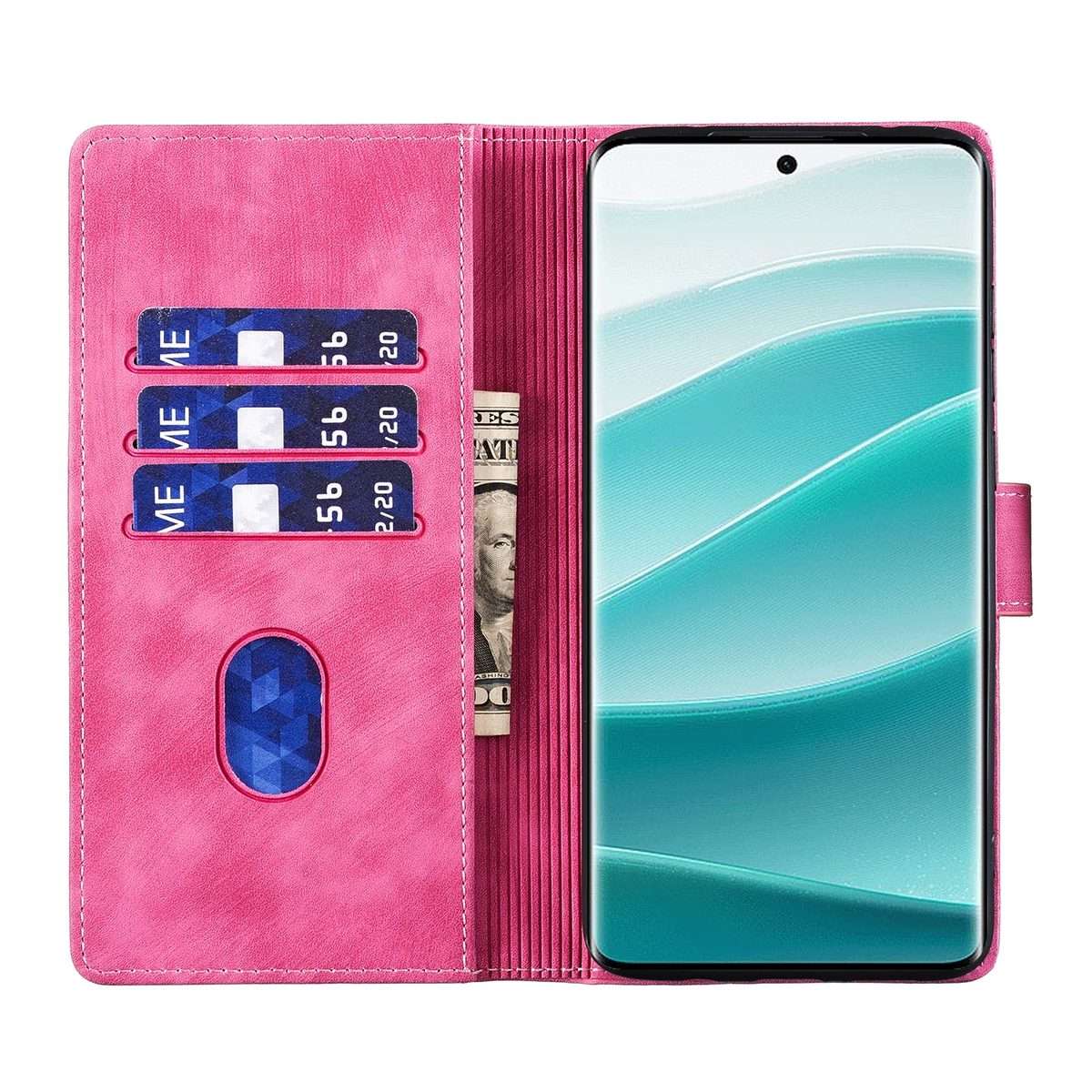 For Redmi Note 14 Pro 5G Pen Heart Cat Embossed Leather Phone Case(Pink)