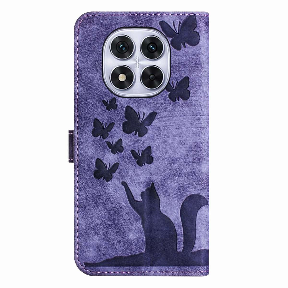For Redmi Note 14 Pro 5G Butterfly Cat Embossing Flip Leather Phone Case(Purple)