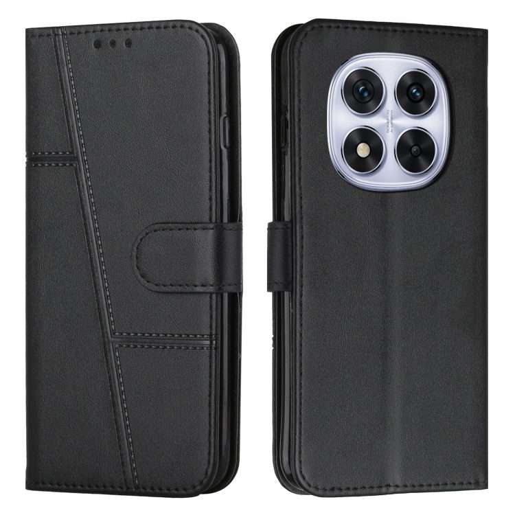 For Redmi Note 14 Pro 5G Global Stitching Calf Texture Buckle Leather Phone Case(Black)