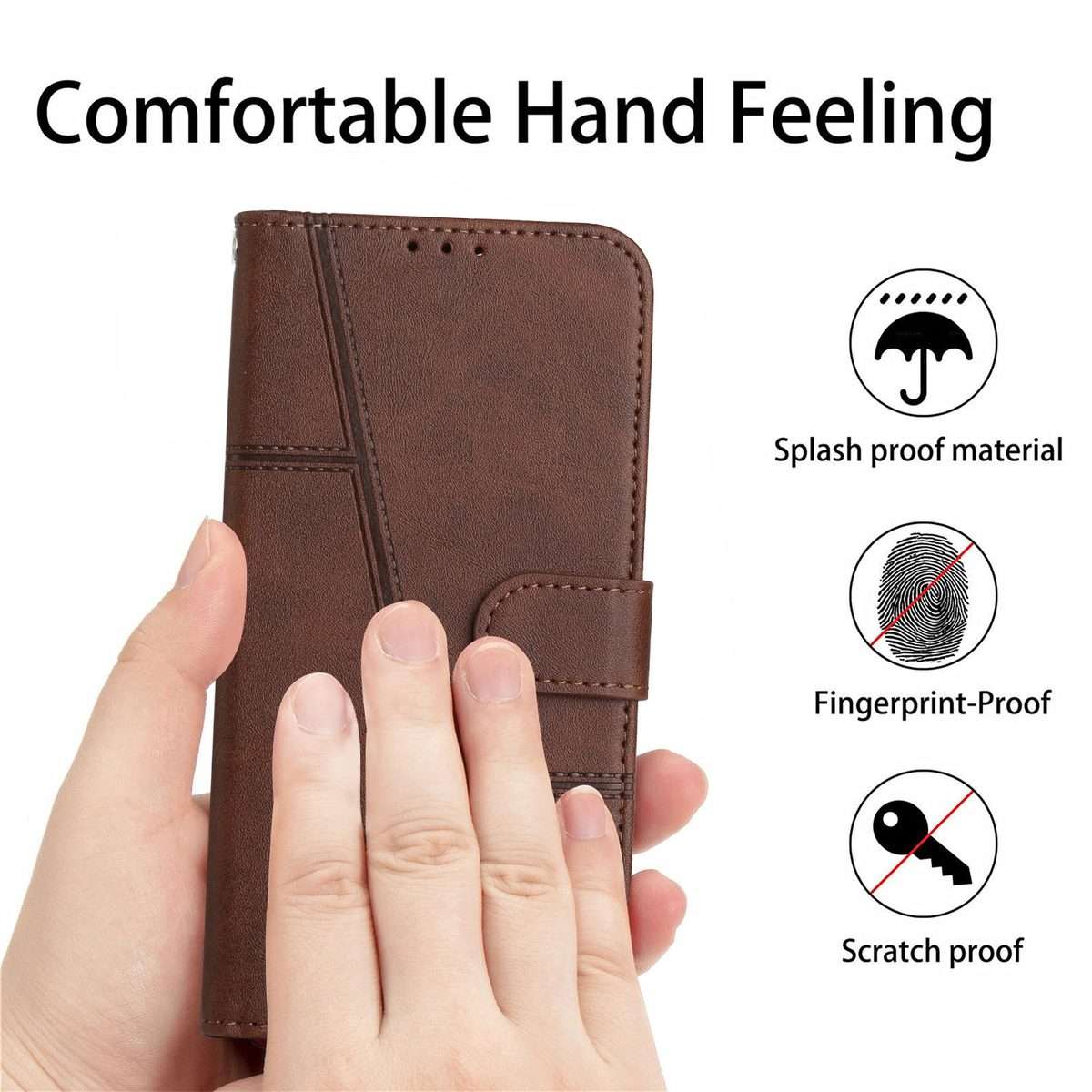 For Redmi Note 14 Pro 5G Global Stitching Calf Texture Buckle Leather Phone Case(Brown)