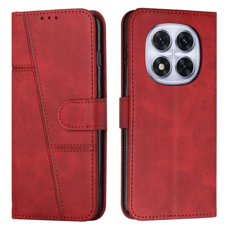 For Redmi Note 14 Pro 5G Global Stitching Calf Texture Buckle Leather Phone Case(Red)